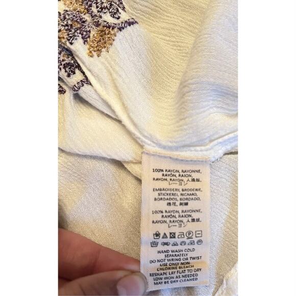 Free People Embroidered Kimono babydoll Dress Size XS Blogger Favorite Boho - Picture 8 of 9